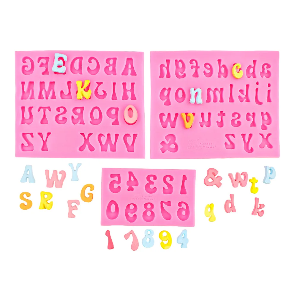 Silicone Letter Molds for Chocolate, Alphabet Number Rose and Heart Shape Chocolate Molds, Fondant Molds for Candy Cupcake Cake