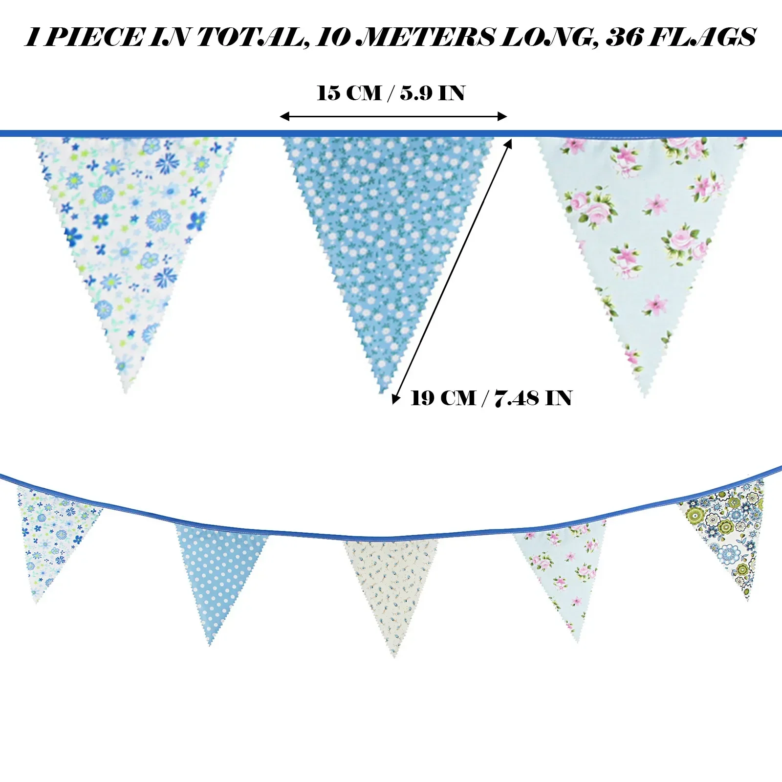 Light Coloured Flowers Triangle Flags Fabric Bunting Banner Party Garland For Party Decor Kindergarten Garden Wedding Shop Decor