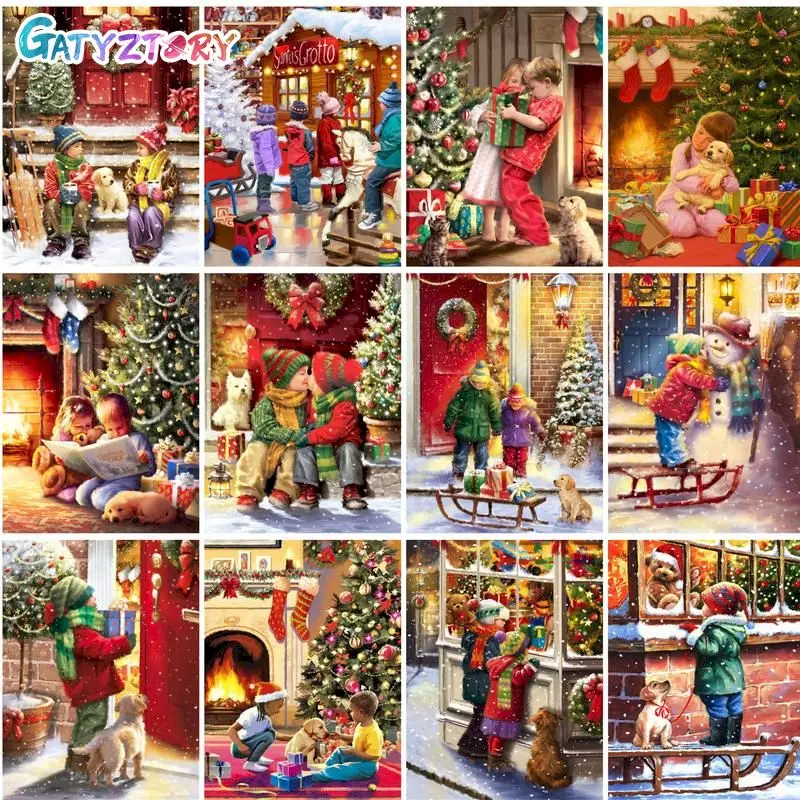 

GATYZTORY Pictures By Number Child Kits Winter Home Decor DIY Painting By Numbers Portrait Drawing On Canvas HandPainted Art Gif