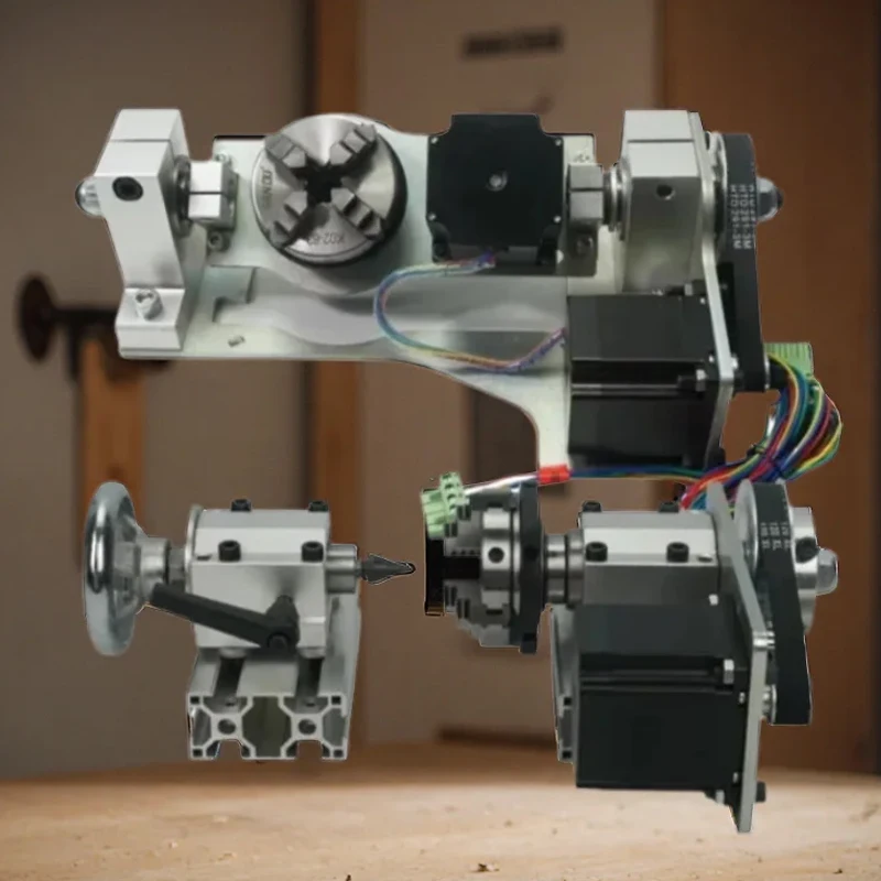 LYCNC DIY 4. und 5. Rotationsachse für Mini-CNC-Fräs- und Graviermaschine, Holzdrehmaschine, Router