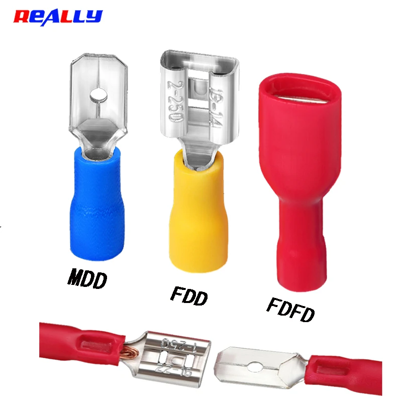 Cold Pressed Copper Connectors, Male and Female Insulated Spring Connector, FDFD, FDD, MDD, 1.25-2-5.5Quick Connect Terminal