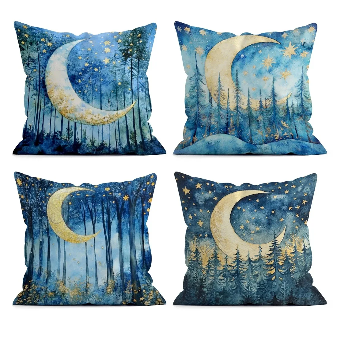 1pcs pillowcase Ramadan decoration Ramadan gift Forest star Moon oil painting style pattern design Sofa cushion cover