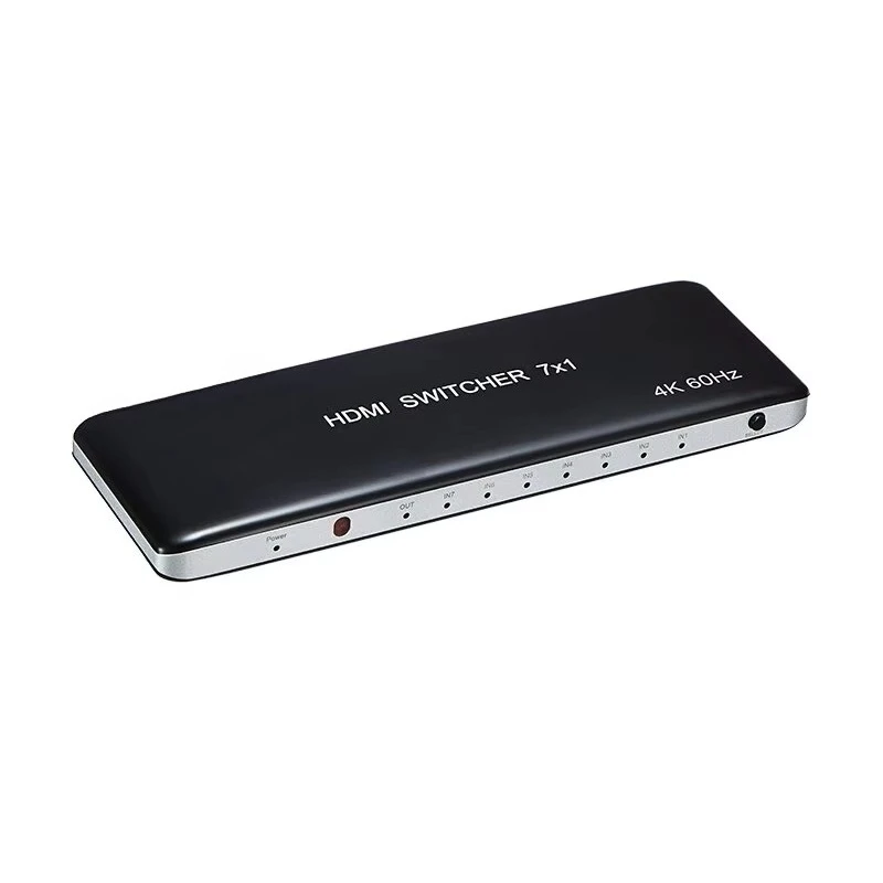 HD Switch 7X1 7-In/1-Out HD Video Splitters & Converter for 7-Way HDTV 4K60HZ Connection for Computer Use ABS Material