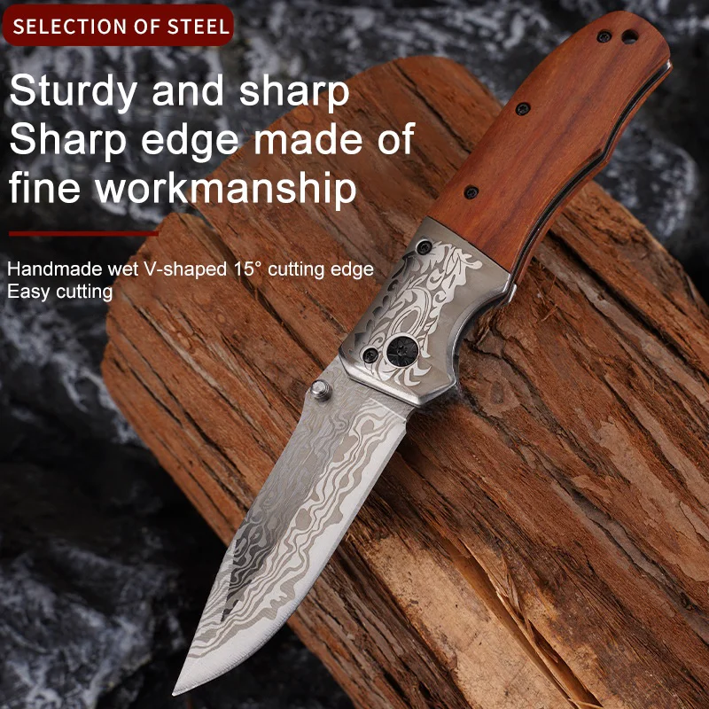 Folding knife, camping mountaineering self-defense multi-purpose sharp tactical stainless steel outdoor knife