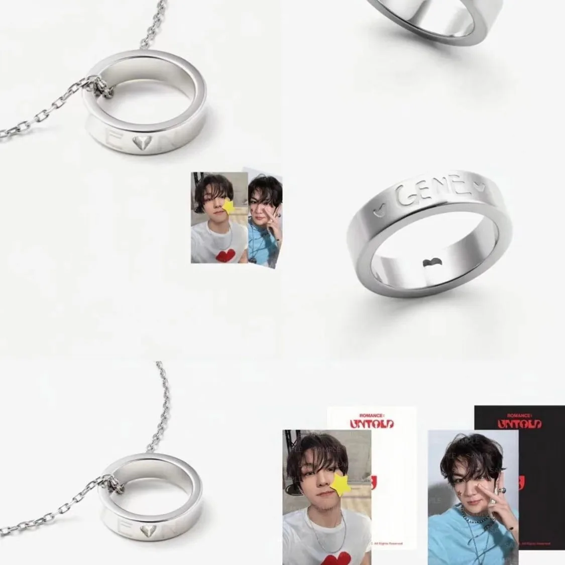 Idol Boy Group Ringnecklace ROMANCE UNTOLD JAY SUNGHOON SUNOO NI-KI HEESEUNG JAKE JUNGWON Ring Pendant Necklace Fans Gift