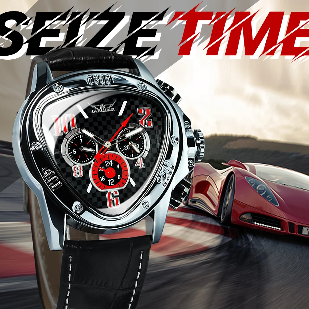 JARAGAR Sports Mens Watches Top Brand Luxury Multifunctional Automatic Mechanical Watch Leather Strap Fashion Men Wristwatches