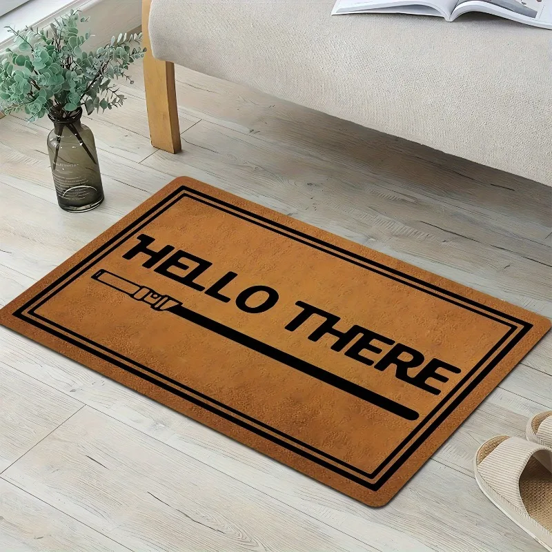 Non-Slip Hello There Welcome Doormat Polyester Durable, Entryway Mat for Patio and High Traffic Areas