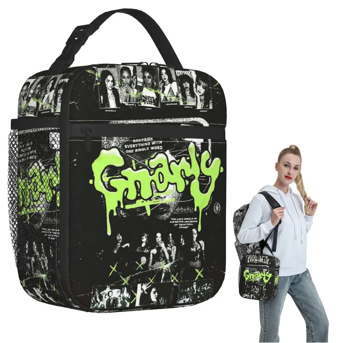 韓国スタイル KATSEYE Gnarly 断熱ランチバッグ 女性用 子供用 ポータブルフードボックス 保温ランチボックストート 1