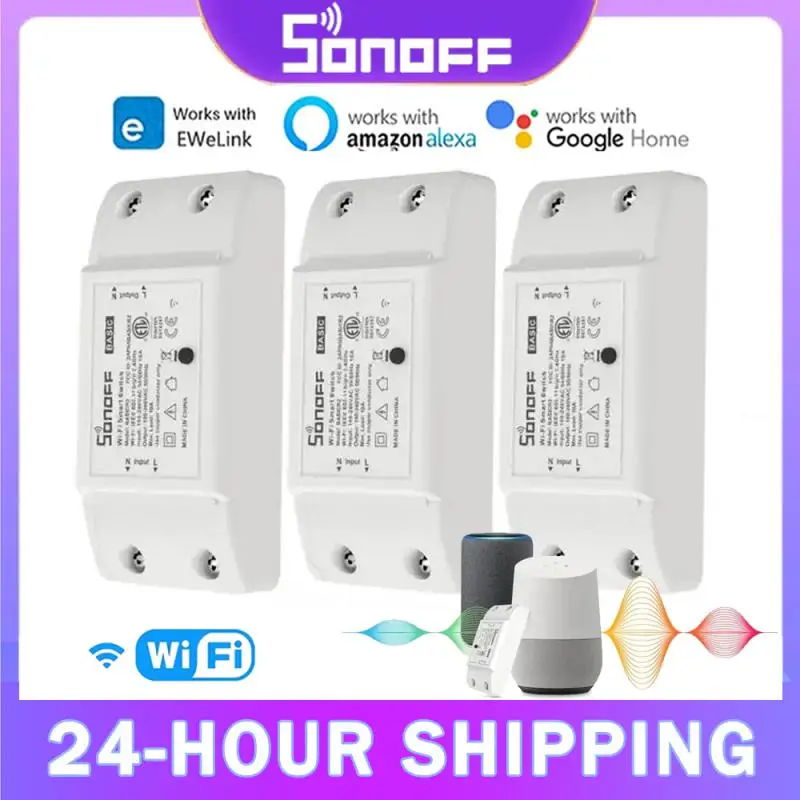 

Sonoff Basic R2 Wifi Smart Wall Switch Wireless Remote Control Smart Home Modules Via Ewelink APP Work With Alexa Google Home