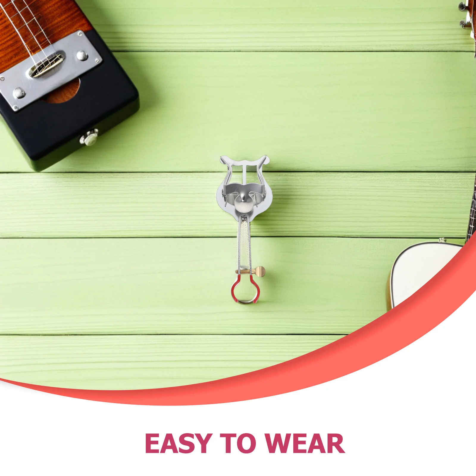 Wytrzymała metalowa lira trąbkowa z regulowaną szerokością otworu na nuty, klips na nuty do występów, lira trąbkowa z klipsem na nuty.