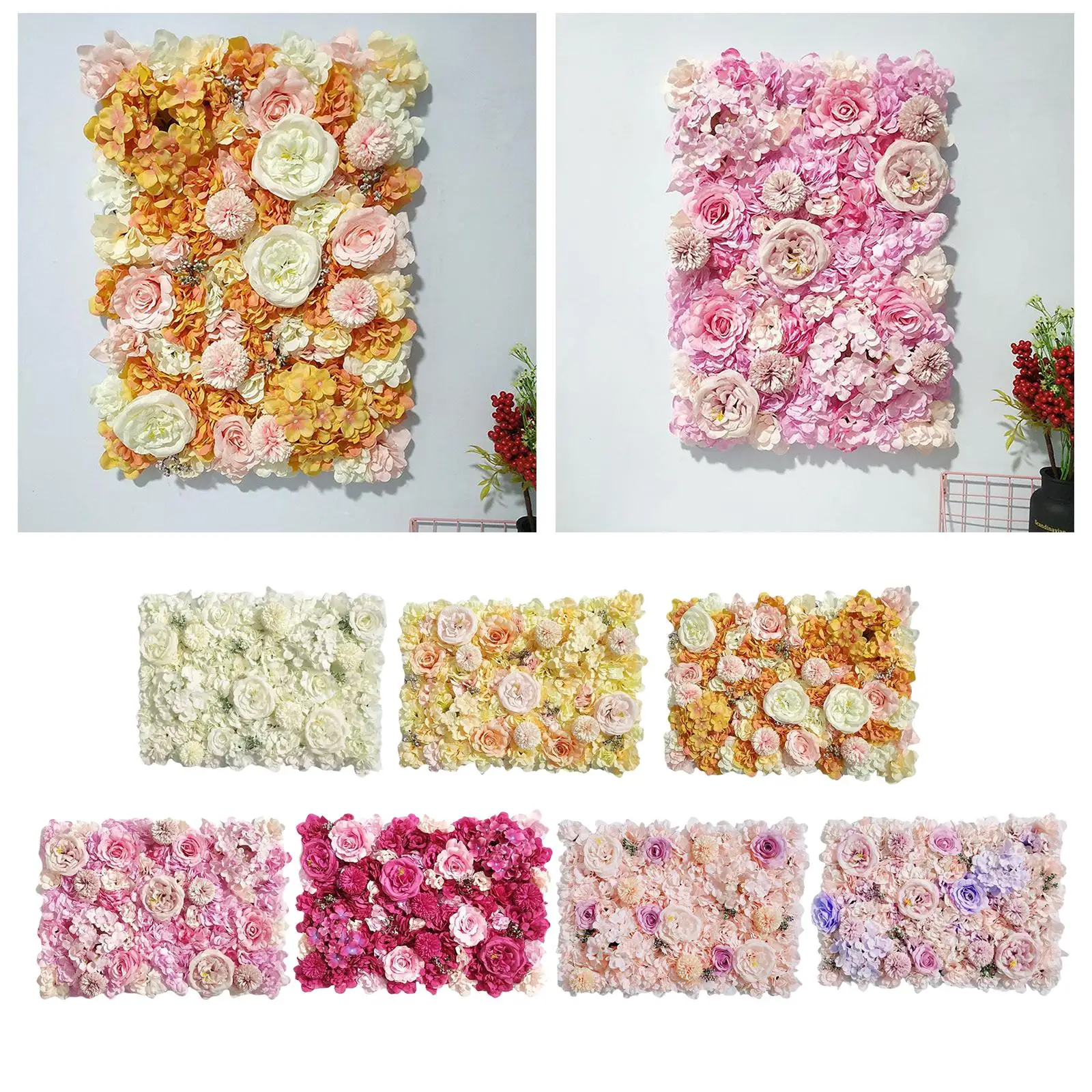 40x60cm Artificial Silk Flowers Wall Panels Backdrop Wedding Party Home Decor