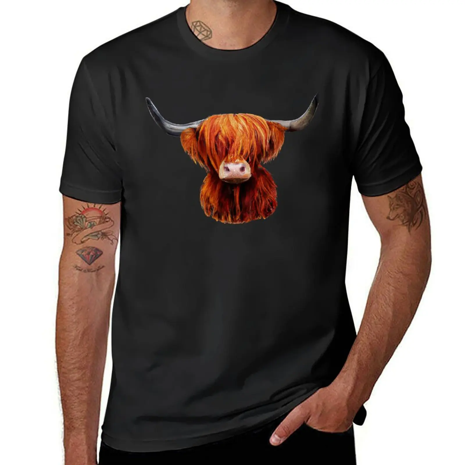 

Hairy Scottish Highland Cow T-Shirt summer tops customs mens clothing