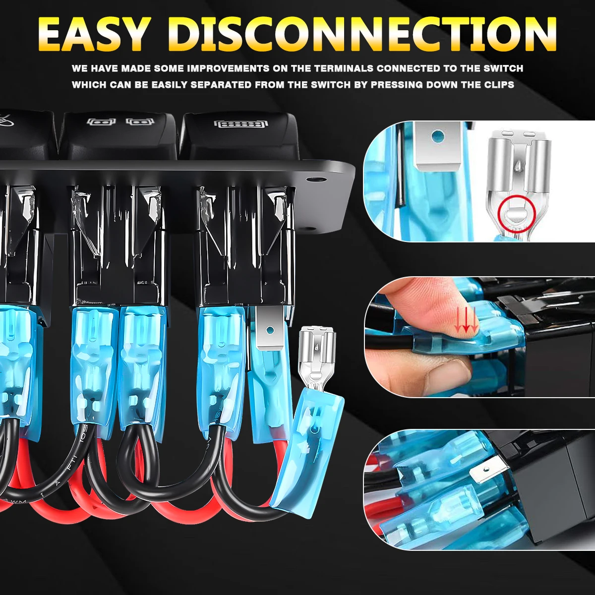 3 عصابة الألومنيوم لوحة مفتاح متأرجح 5 دبوس تشغيل/إيقاف قبل السلكية تبديل لوحة التبديل مع حامل مفتاح متأرجح 12/24 فولت ل مركبة بحرية