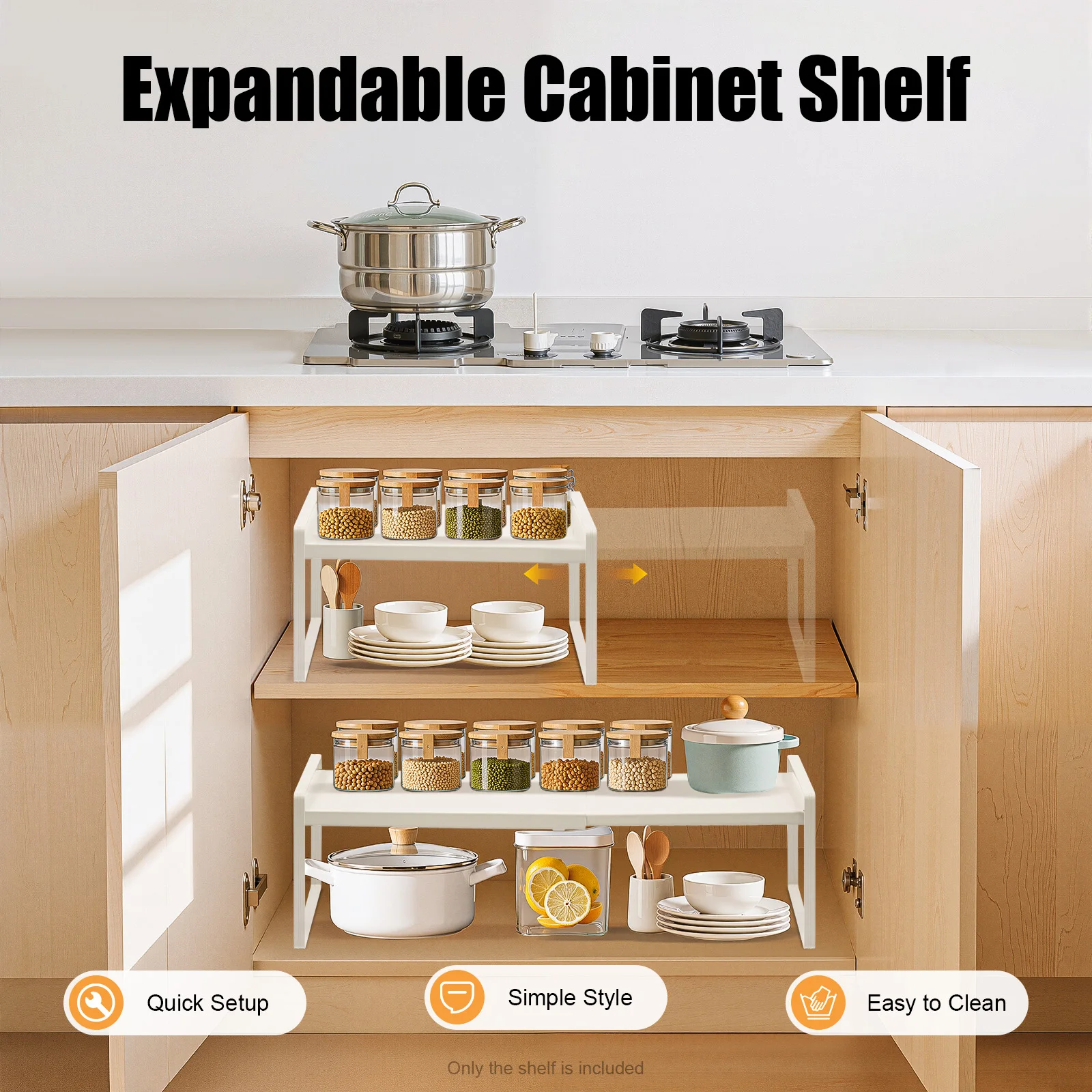 10kg Load Capacity Expandable Kitchen Shelf Organizer