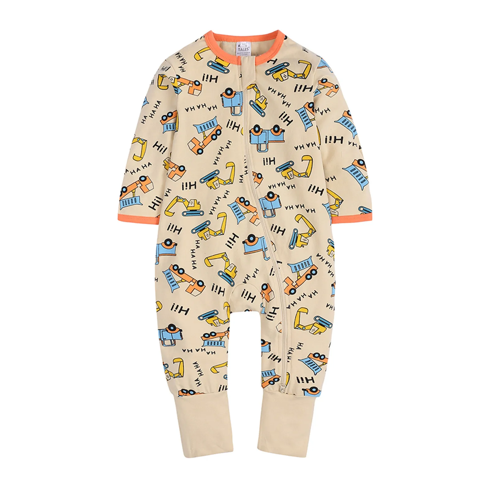 Toddler Baby Boys Girls Romper Jumpsuit 1 2 3 Years Kids Cute Cartoon Print Long Sleeve One-Piece Home Clothes  Zip Up Outfits