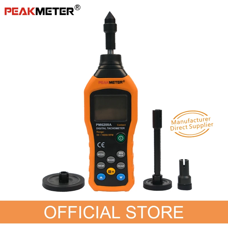 PEAKMETER PM6208A Contact Digital Tachometer High-precision Motor Speedometer Speed Meter Industrial Automotive Motor Tachometer