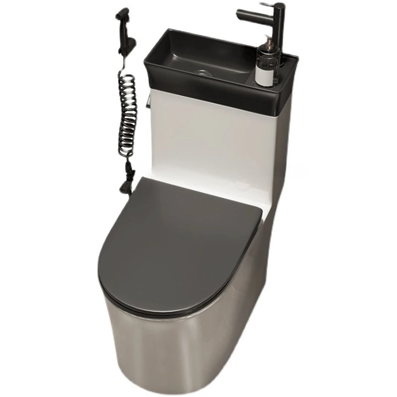 zq Household toilet with wash basin, ceramic integrated water tank, dual-use water-saving water pumping seat, toilet