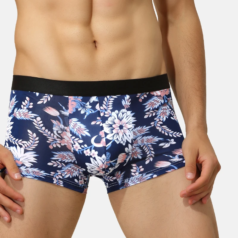 ملابس داخلية للرجال الملاكمين الرجال الحرير الجليد أسفل السراويل الملاكم السراويل الرجال مشروط ملف شخصية ساو الصيف رقيقة تنفس