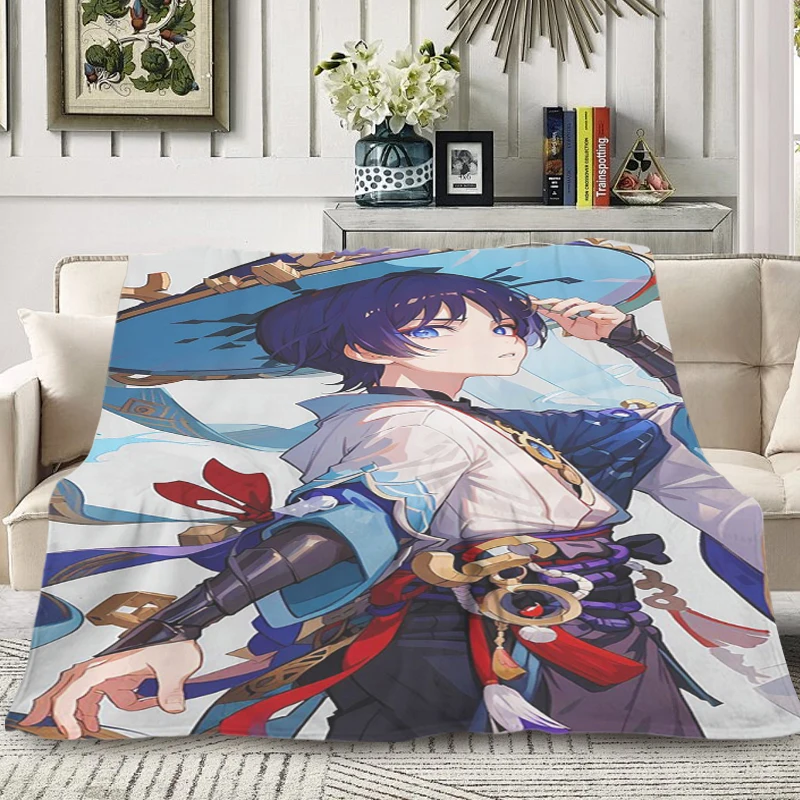 Anime Blanket B-Scaramouches Sofa Winter Fluffy Soft Blankets Microfiber Bedding King Size Blanket Warm Knee Bed Fleece Custom