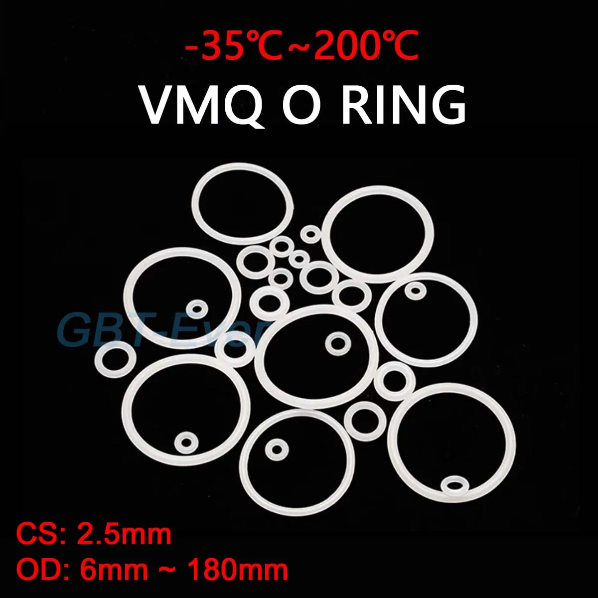 

VMQ White Silicone O-Ring Gasket CS 2.5mm OD 6mm ~ 180mm Silicon O Ring Washer Food Grade Sealing Ring Waterproof & Insulated