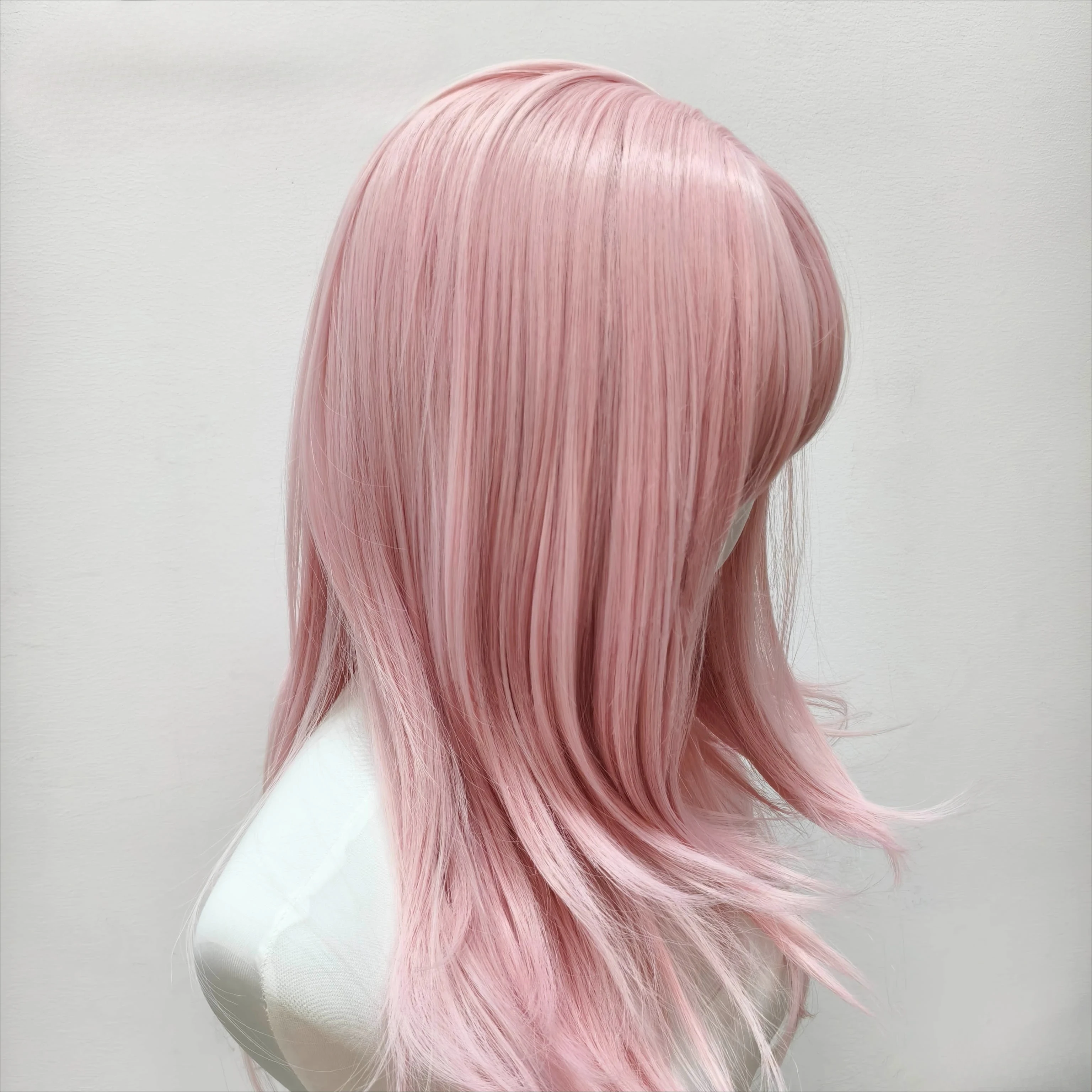 Pink Wig Lolita Female Headband Body Wavy Rose Hair Models in French Bangs High Level Simulation Hair Wig Synthetic 가발