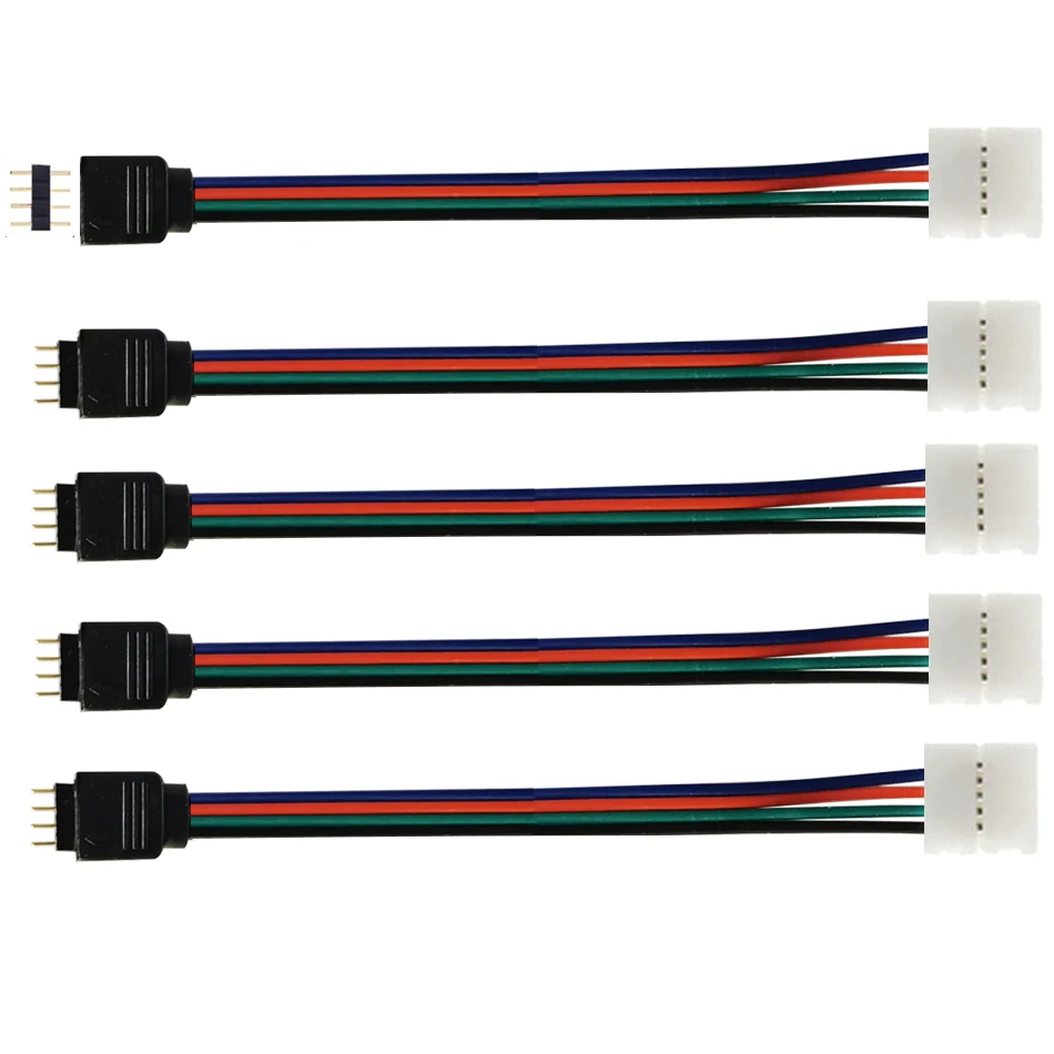 

5pcs 15cm RGB 4pin LED Strip Light connectors Strip to Power Adaptor Conductor 10mm Wide connector for 5050 3528 rgb strip light