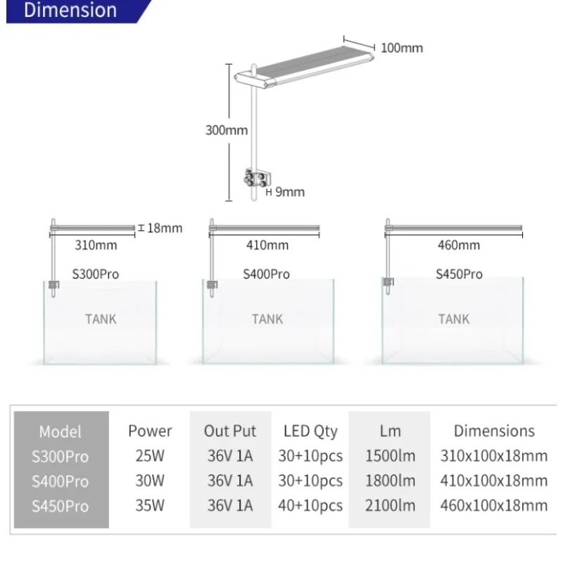 Week Aqua S Pro Series LED Lights APP Controlled Full Spectrum for