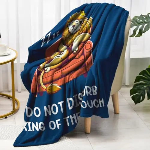 Flannel Throw Blanket Cartoon Lion Pattern Digital Printing Warm Sofa Bed Blanket Home Decor Factory Wholesale