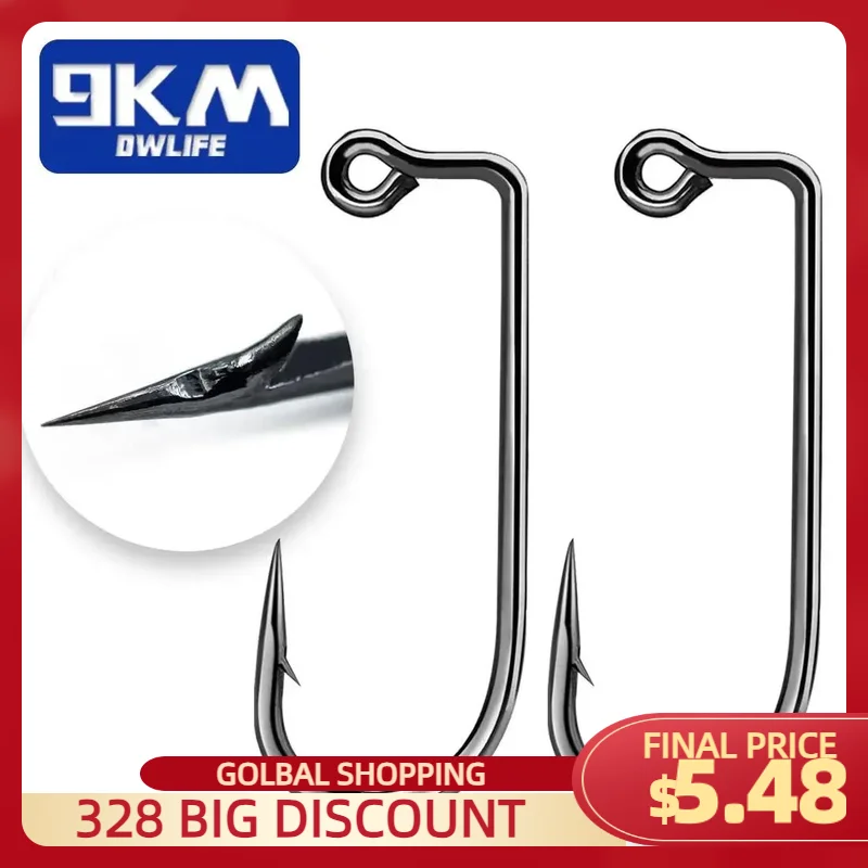 Fishing Jig Hook 50~200Pcs 90 Degree Jig Hook High Carbon Steel Long Shank Jig Head Mold Aberdeen Hook Saltwater Fishing Tackle