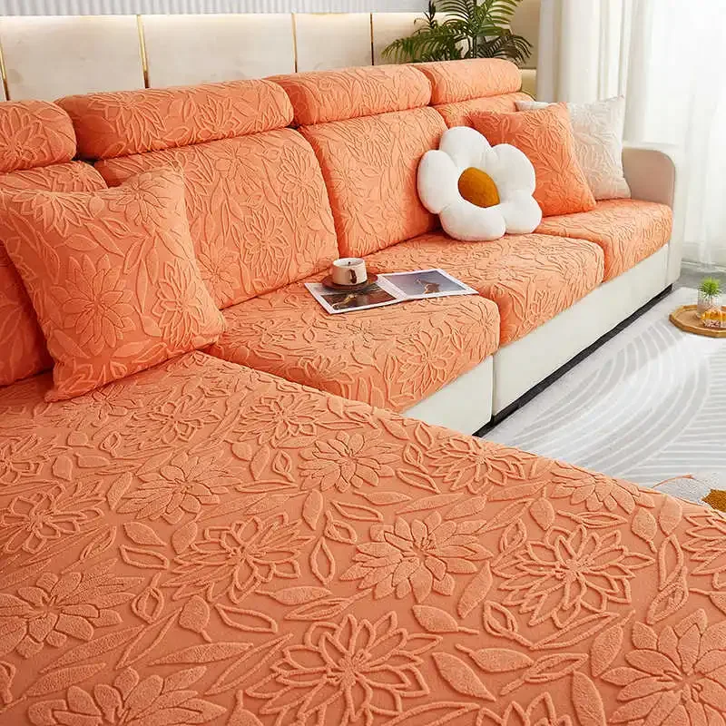 3D Flowers Jacquard Sofa Mattress Non-slip Four Seasons Couch Armrest Towel Sectional Corner Couch Covers