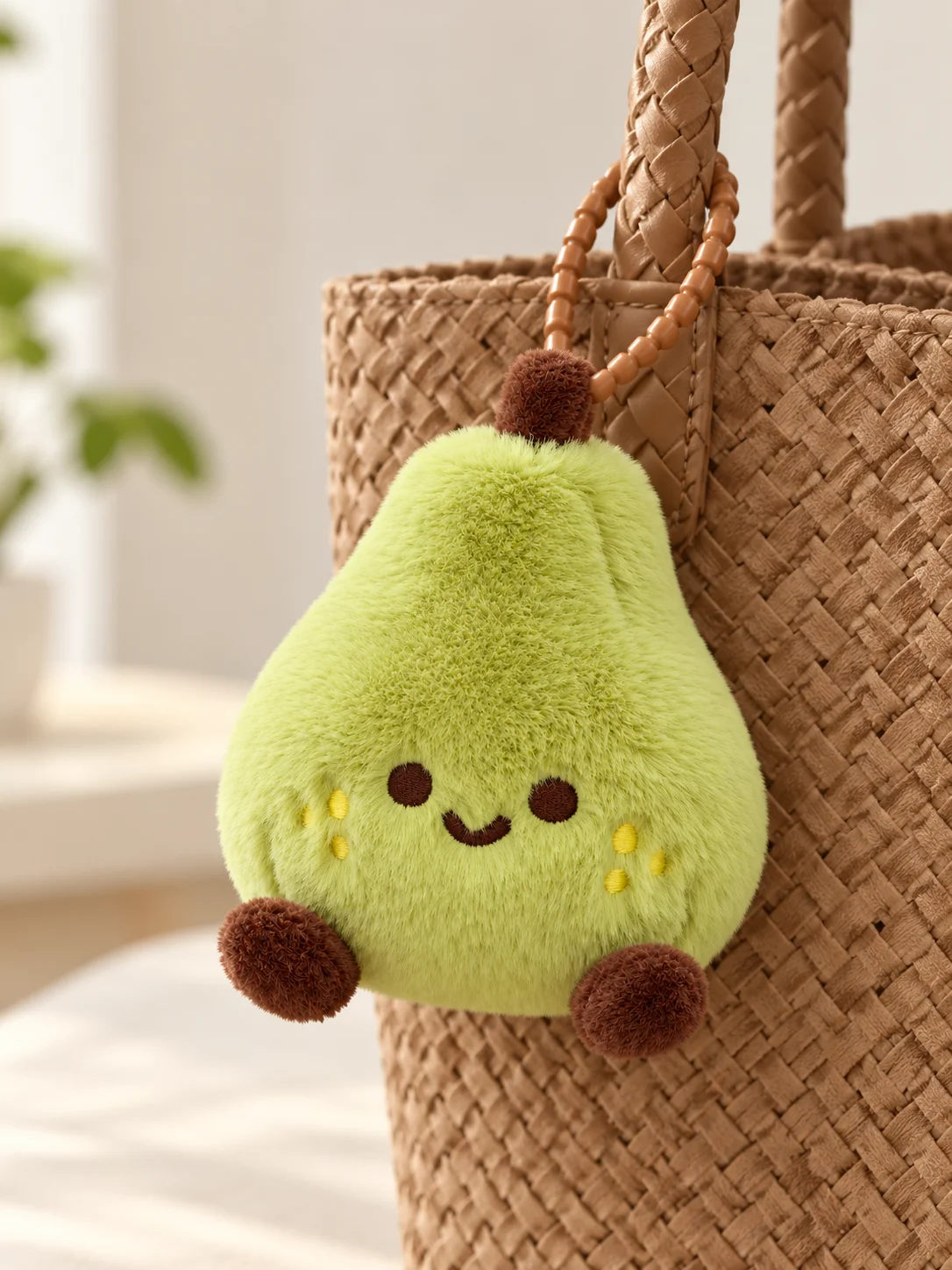 Kawaii Plush Pear Keychain Cute Fruit Stuffed Doll Bag Pendant Soft Toy Charm for Backpack Purse Gift