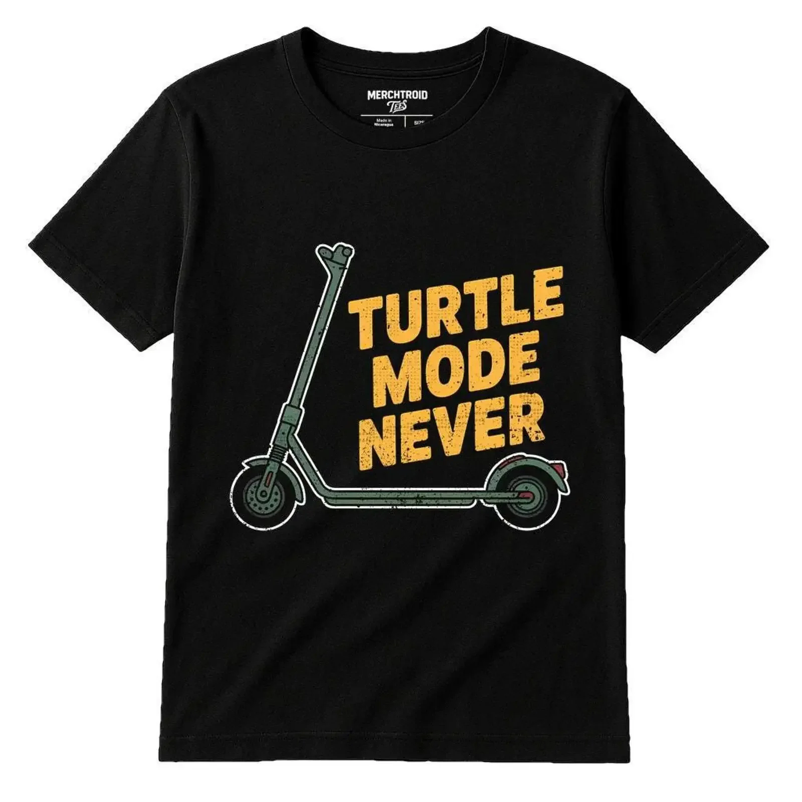 TURTLE MODE NEVER Retro Vintage 90s Electric Scooter T Shirt for Enthusiasts Perfect Riders vintage Washed Casual graphic Soft
