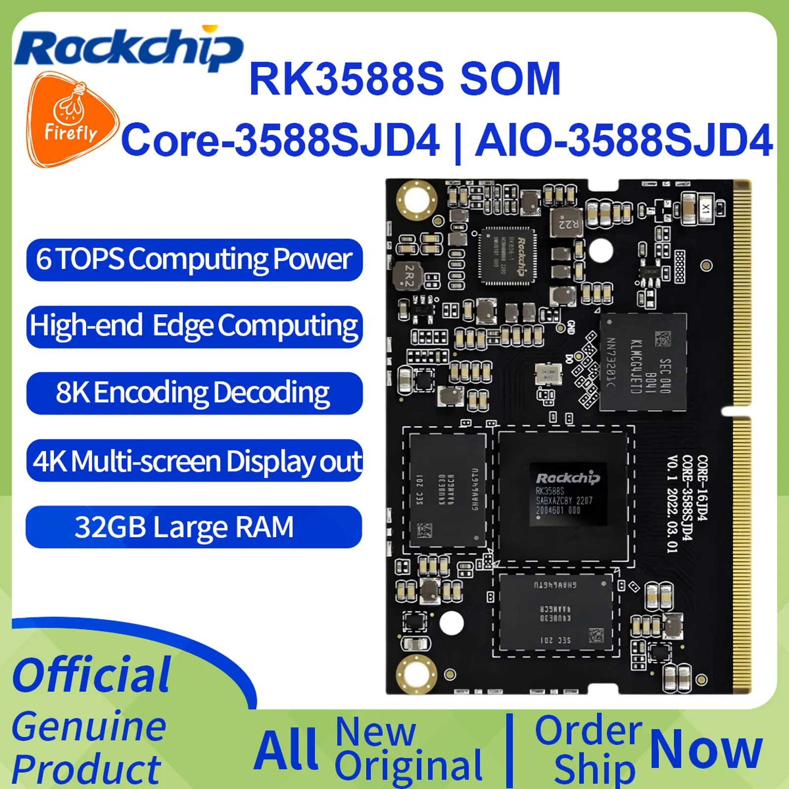 Firefly Core-3588SJD4 8-Core 8K AI System On Module Rockchip RK3588S SoC SOM