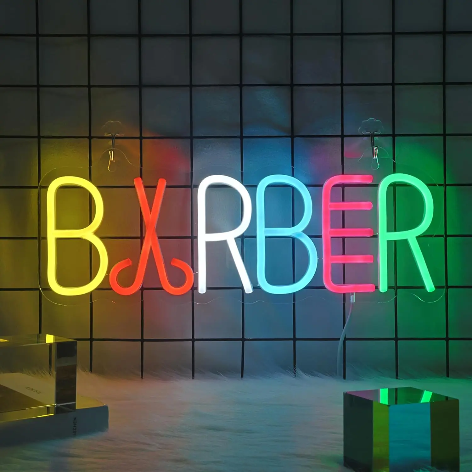 Barber Neon Sign - dimmable LED light suitable for wall decoration, USB powered, ideal for hair salon studio opening gifts