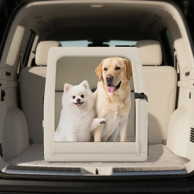 

Jumbo Portable Foldable Dog Kennel for Car - Extra Large Travel Crate Secured in Back Seat Trunk During Long Journeys