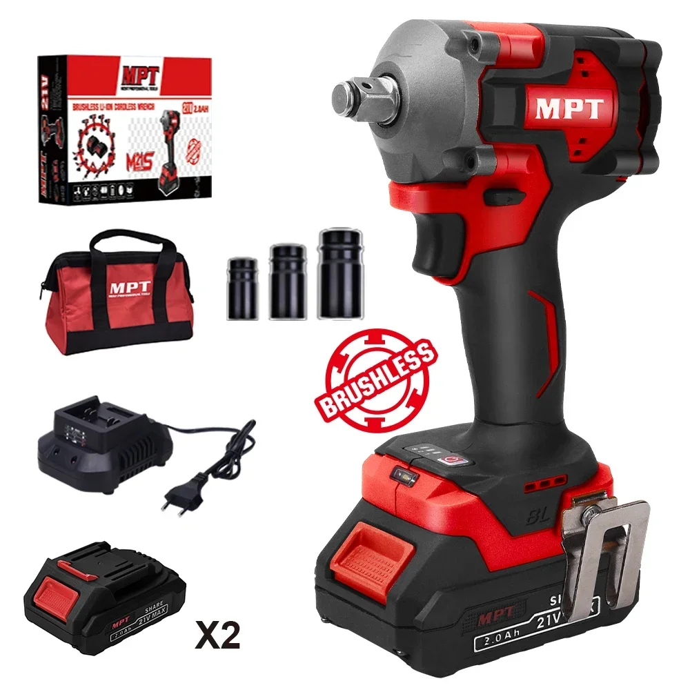 MPT Max Power 380nm Li-ion Battery Cordless Tool Battery Torque Wrenches 21V 1/2 Inch Head Brushless Impact Power wrench