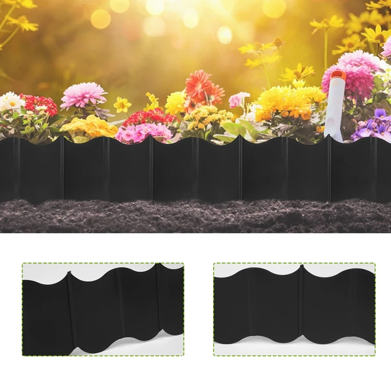 ABKO-Garden Lawn Edging - 20 Pack Landscape Border Flexible Interlocking Edging Plastic Palisade Fence DIY Decorative