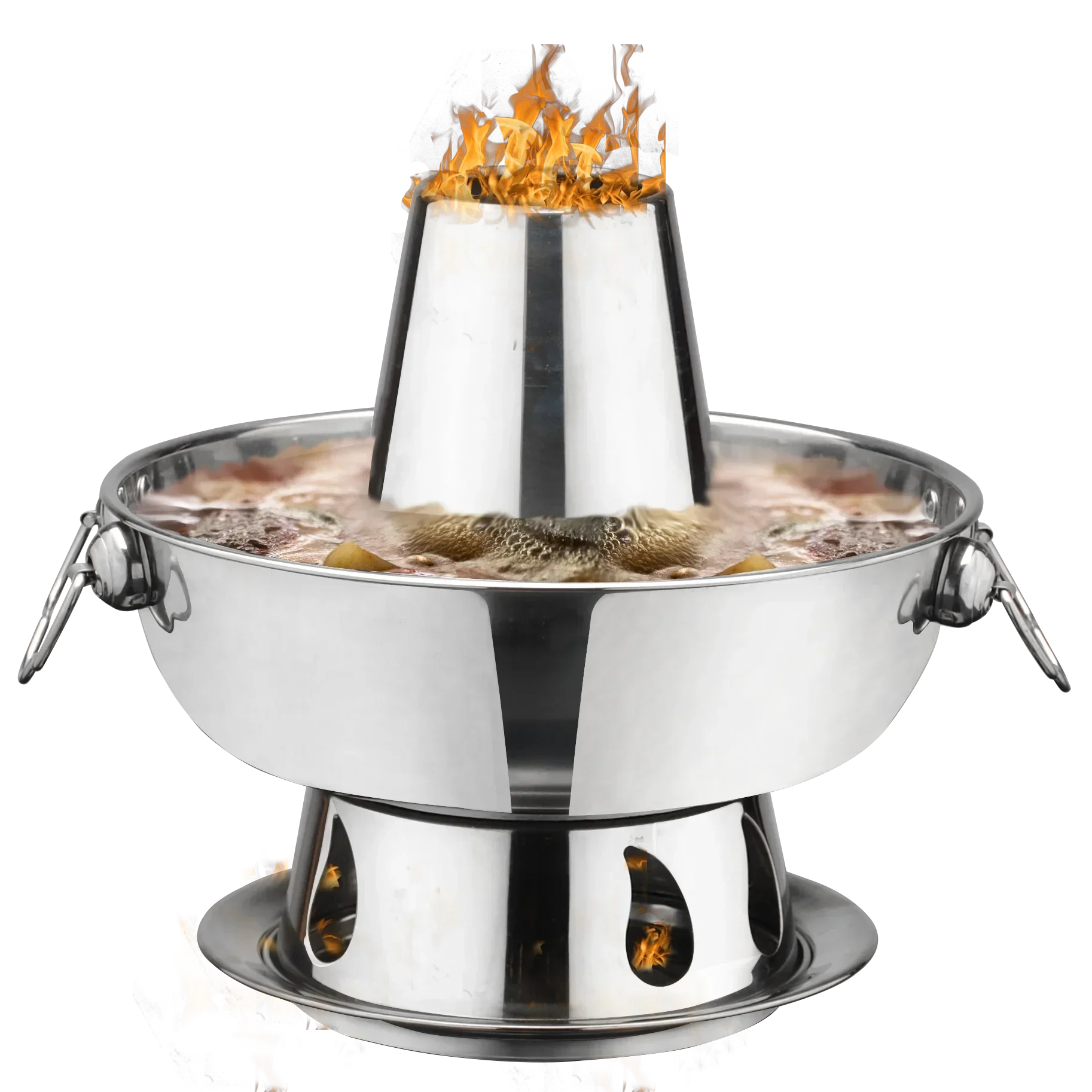 1.8 Liters High Quality  Stainless Steel Hot Pot, Chinese Fondue Lamb Chinese Charcoal Hotpot Outdoor Cooker Picnic Cooker