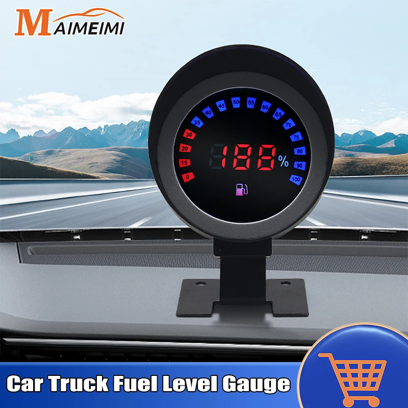 LCD Digital Gauge Fuel Level Gauge Car Truck Meter For Motorcycle Car Oil Tank Level Meter 12V 24V Fuel Meters Indicator