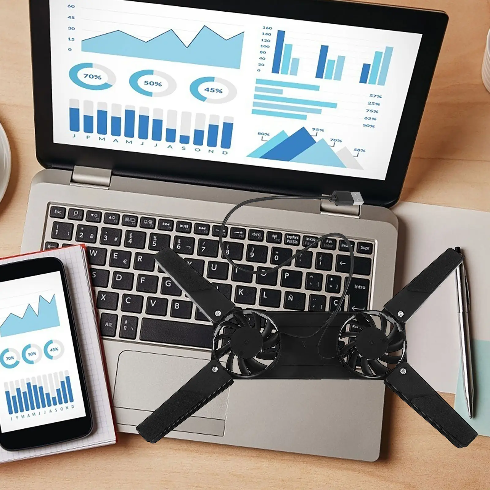 

Охлаждающая подставка для игрового ноутбука с двумя вентиляторами, питанием от USB, большой площадью вентиляции и противоскользящими ножками для ноутбуков 12-17 дюймов