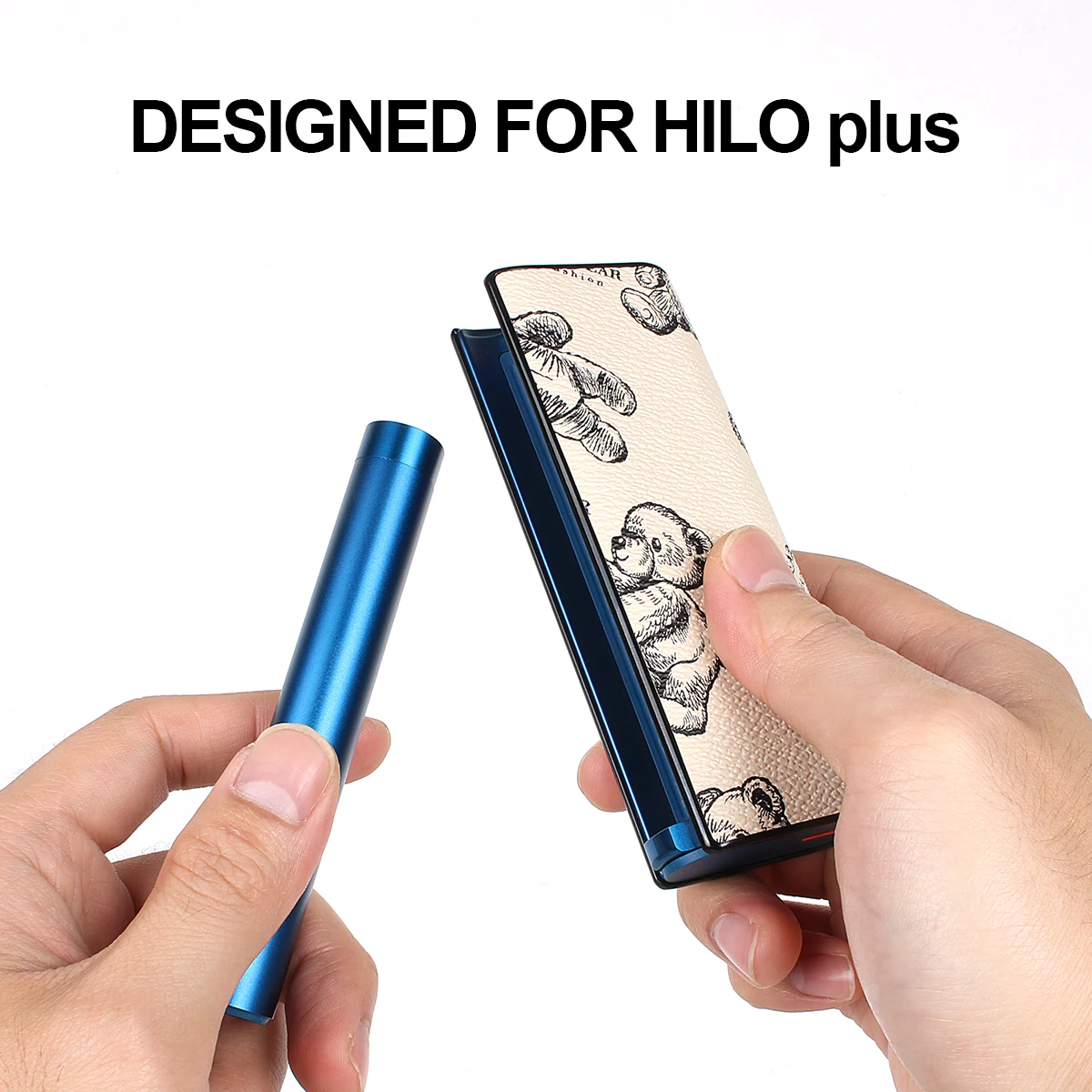 PU leather protective case suitable for HILO plus, featuring the bear pattern to protect electronic cigarette accessories. view 5