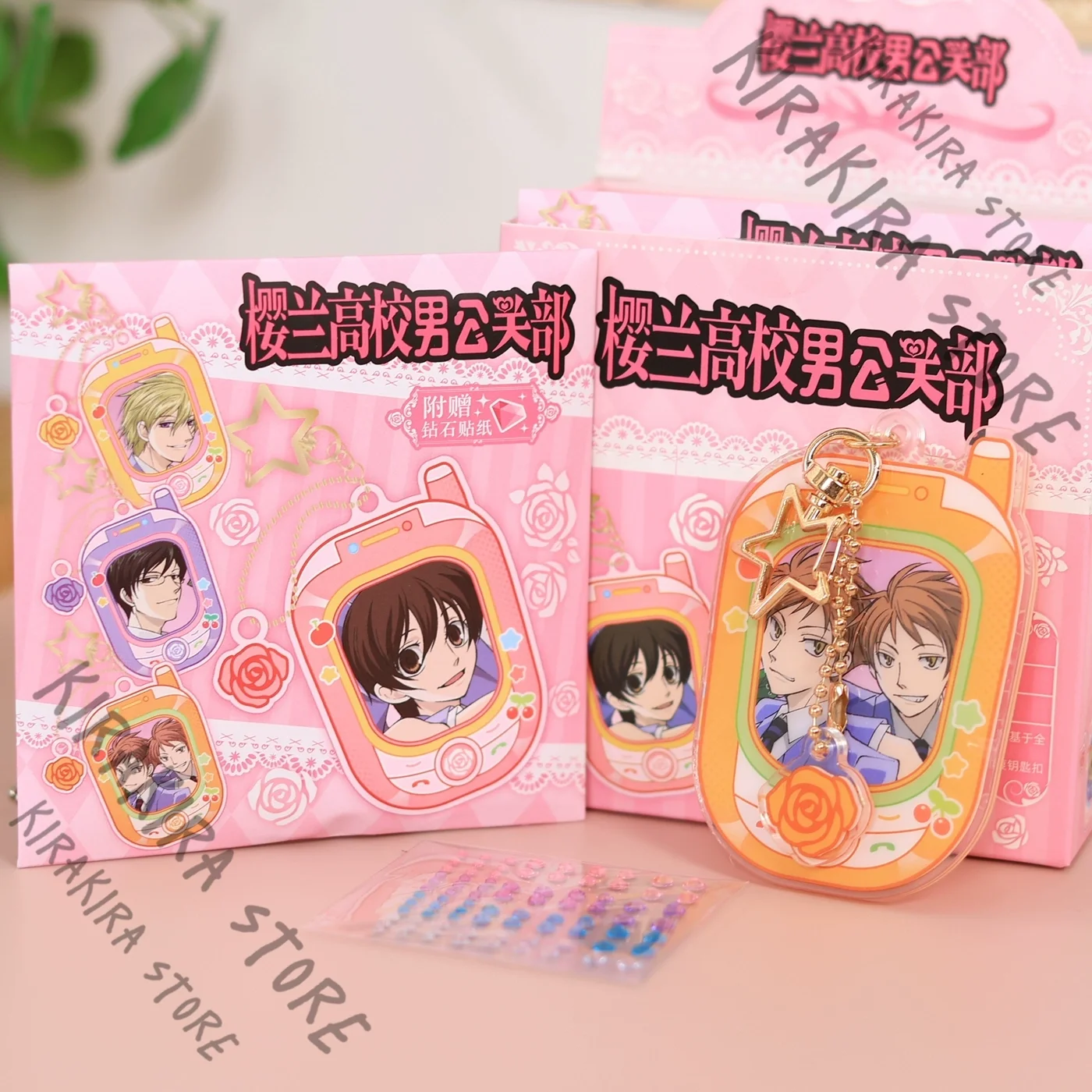 

Ouran High School Host Club Acrylic Keychain Small Mobile Phone-shaped Pendant Official Genuine Peripheral Hanging Drop Cute