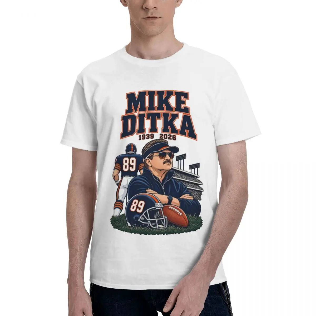 Men Iron Mike Mike Ditka RIP Awesome T Shirt Streetwear Oversized Cotton Sleeve Custom Anime Shirt