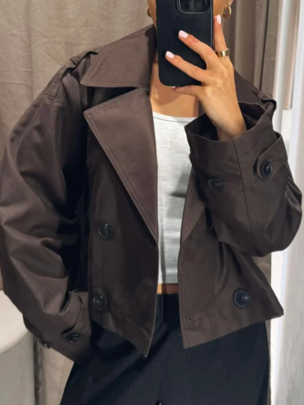 Élégant automne angleterre 2025 femmes coupe-vent droit Double boutonnage mode Vintage Streetwear décontracté femme vent manteau