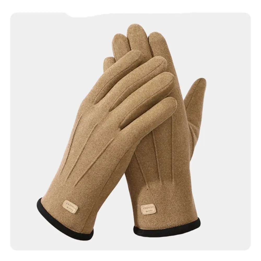 قفازات شتوية قطيفة جديدة للاستخدام الخارجي مقاومة للرياح سميكة ودافئة لركوب الدراجات قفازات حرارية ناعمة تعمل باللمس قفازات كاملة الأصابع