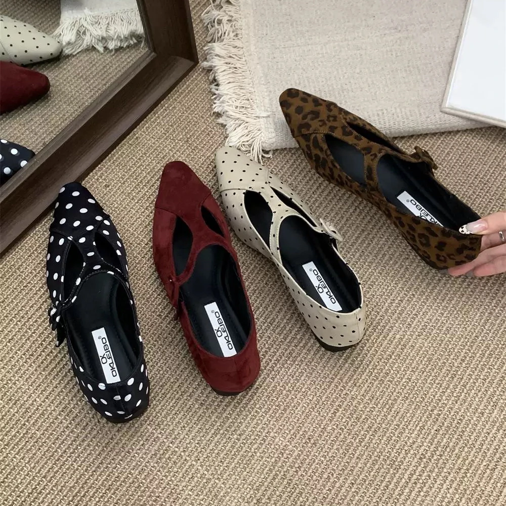 バレリーナシューズ-女性-2025-レディースシューズ-ローヒール-モディス-秋-バレエドレス-新作-可愛い-秋-メリージェーンシューズ-水玉模様-韓国風シューズ-秋-フェ