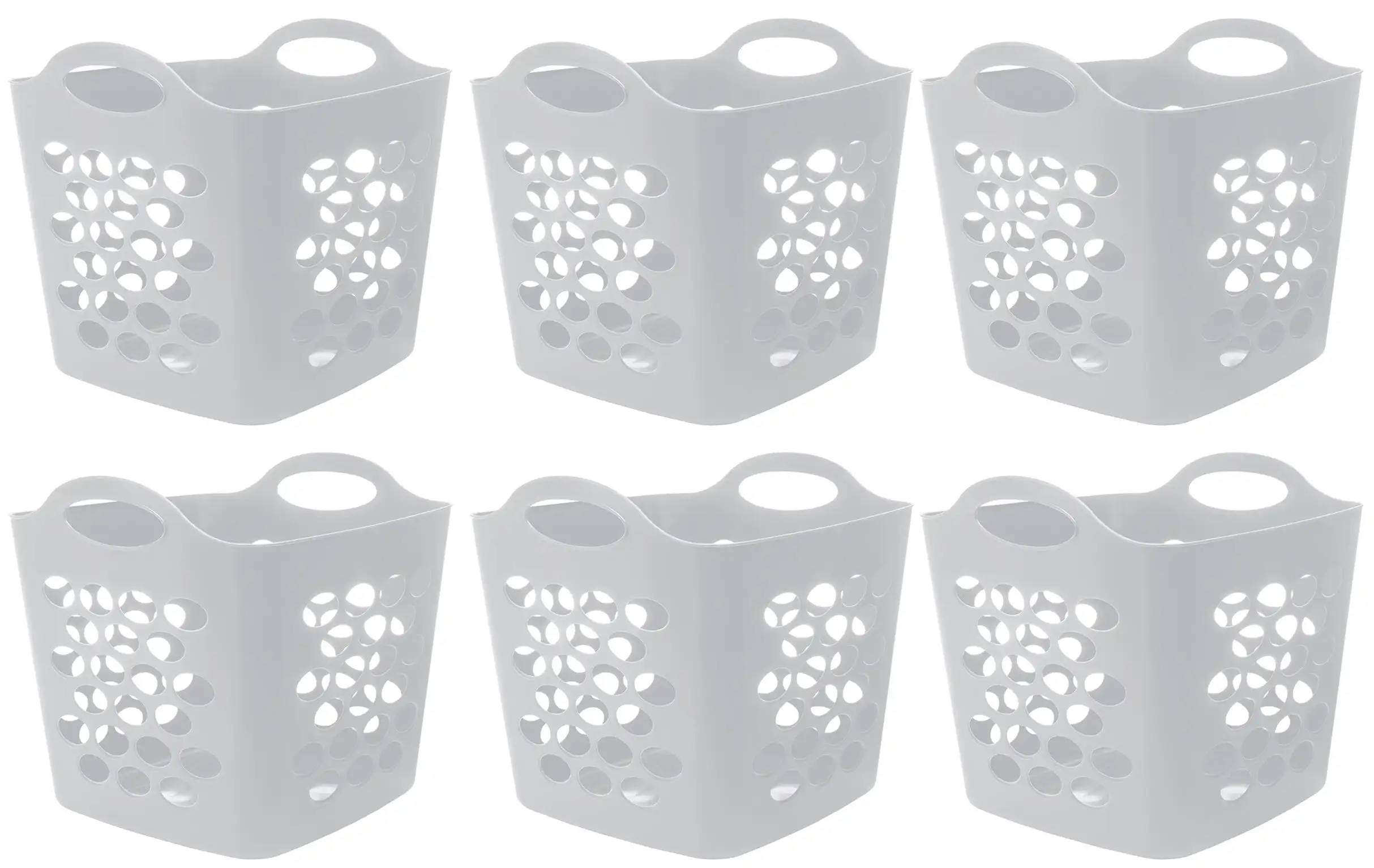 

Mainstays Flexible Plastic Laundry Basket, White, 6 Pack