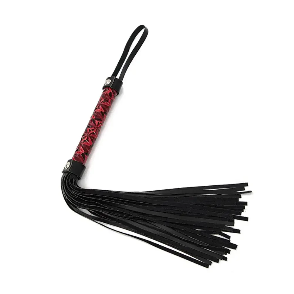 56CM PU Leather Tassel Horse Whip for Horse Training, PU Leather Handle with Wrist Strap