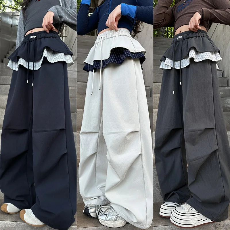 Kinder Herbst Cargo Hosen Tween Mädchen Streetwear Lange Hosen Teenager Jogginghose Mit Gefälschte Rock Dekoration Kinder Trackpants