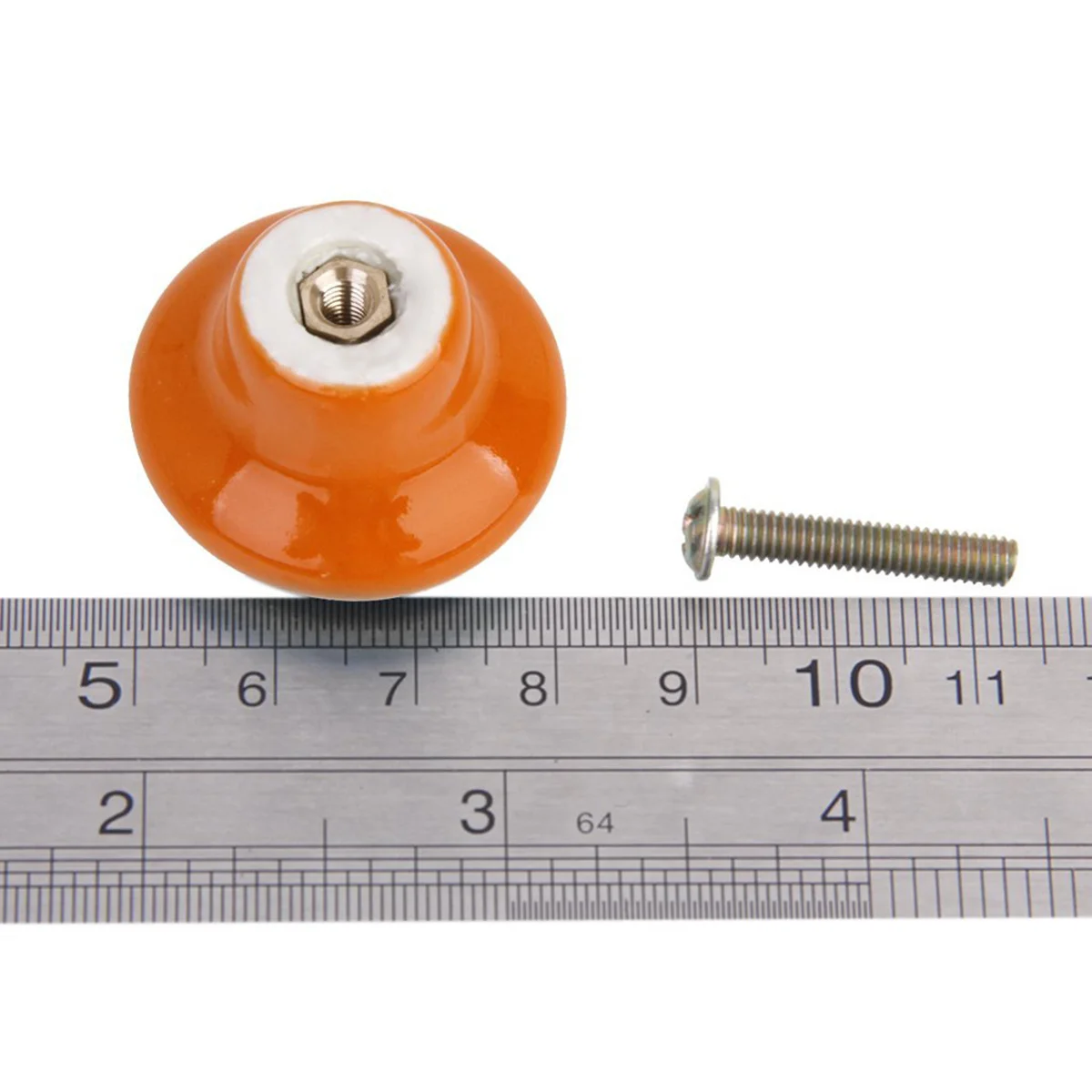 

5pcs Orange Round Ceramic Pull Handles For Cabinet Drawer Door Durable Hard Ceramic Knobs Size S 24Mm Height Width